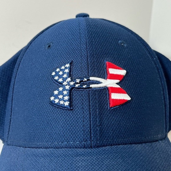 Under Armour Freedom L/XL Navy Knit America USA Flag Front Logo Emblem Hat Cap - Picture 3 of 6